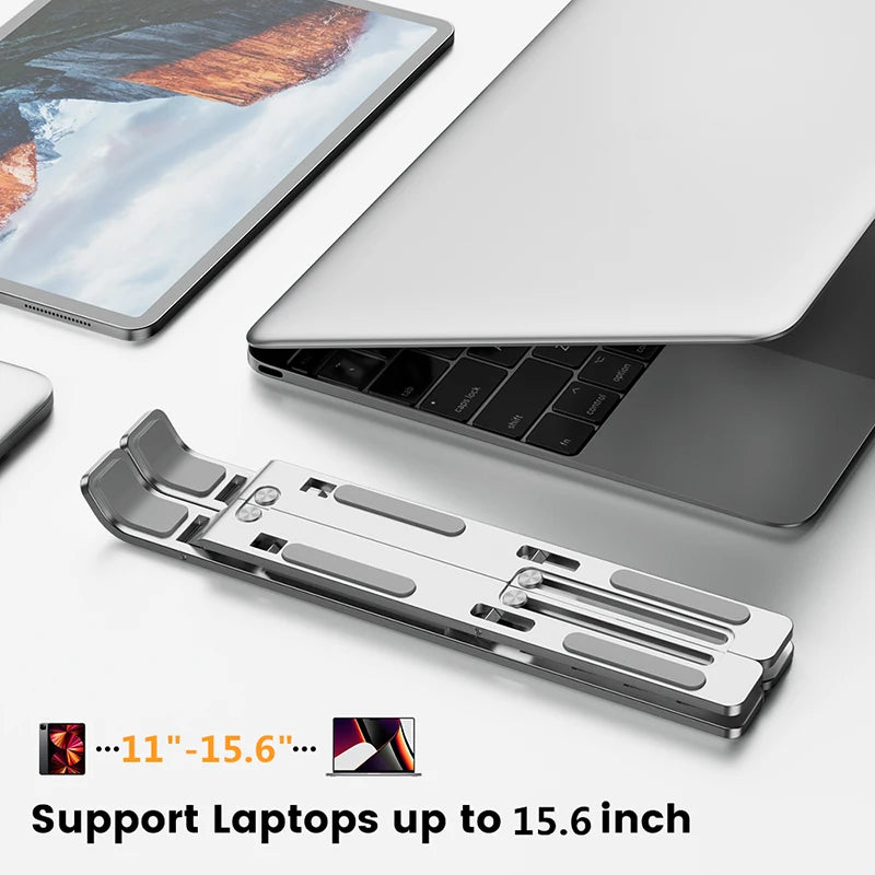 Nexova Laptop Stand holding a laptop, fits up to 15.6 inch